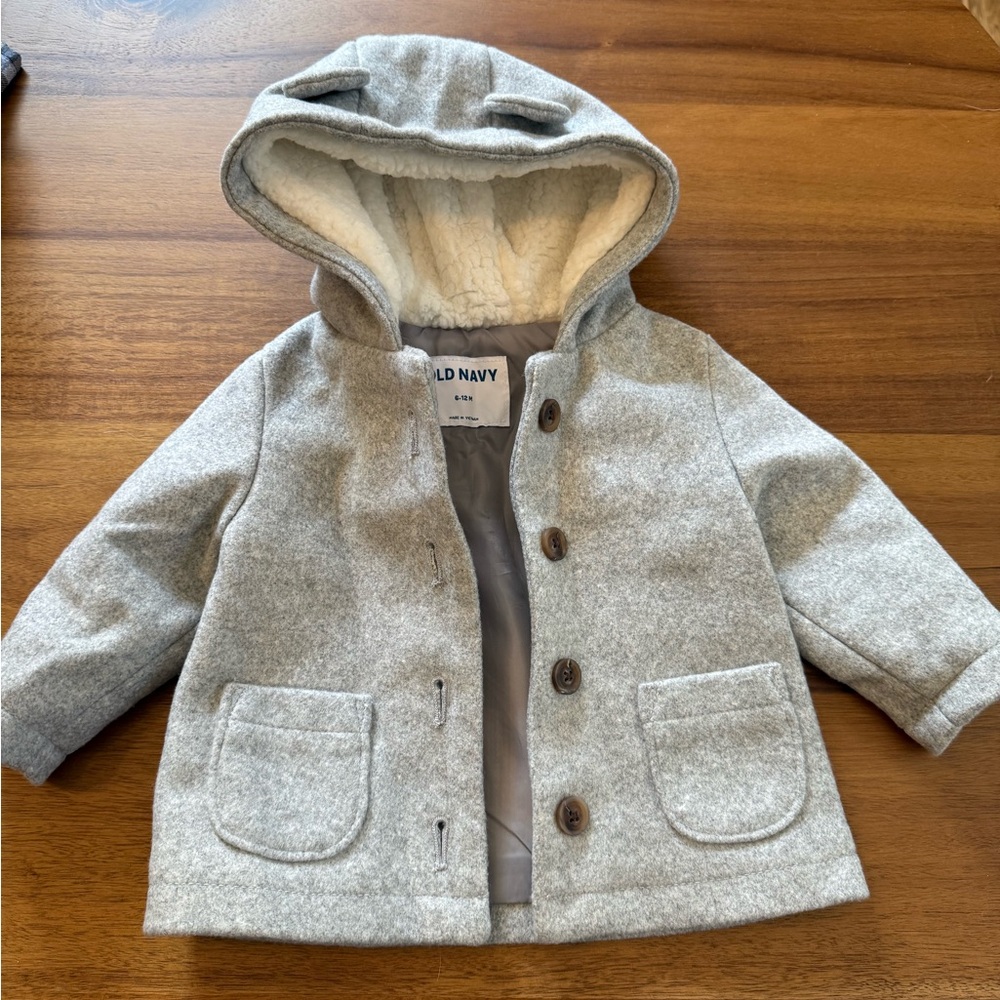 Old Navy Light Gray Kids Pea Coat 6-12M